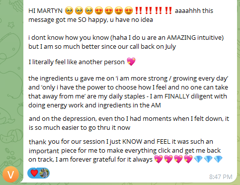 Client testimonial message
